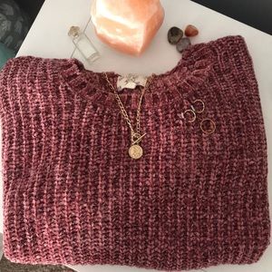 hippie rose knit velvet sweater